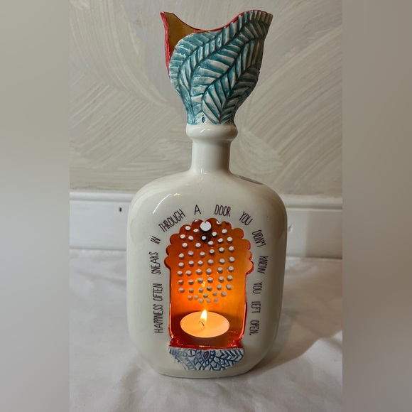 Ceramic vented Tea Candle Lantern Elegant Art Deco standing or hanging|10” Tall - Picture 16 of 17